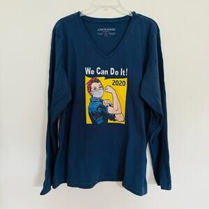 Life is Good Women Rosie the Riveter WE CAN DO IT 2020 V Neck Long Sleeve Shirt